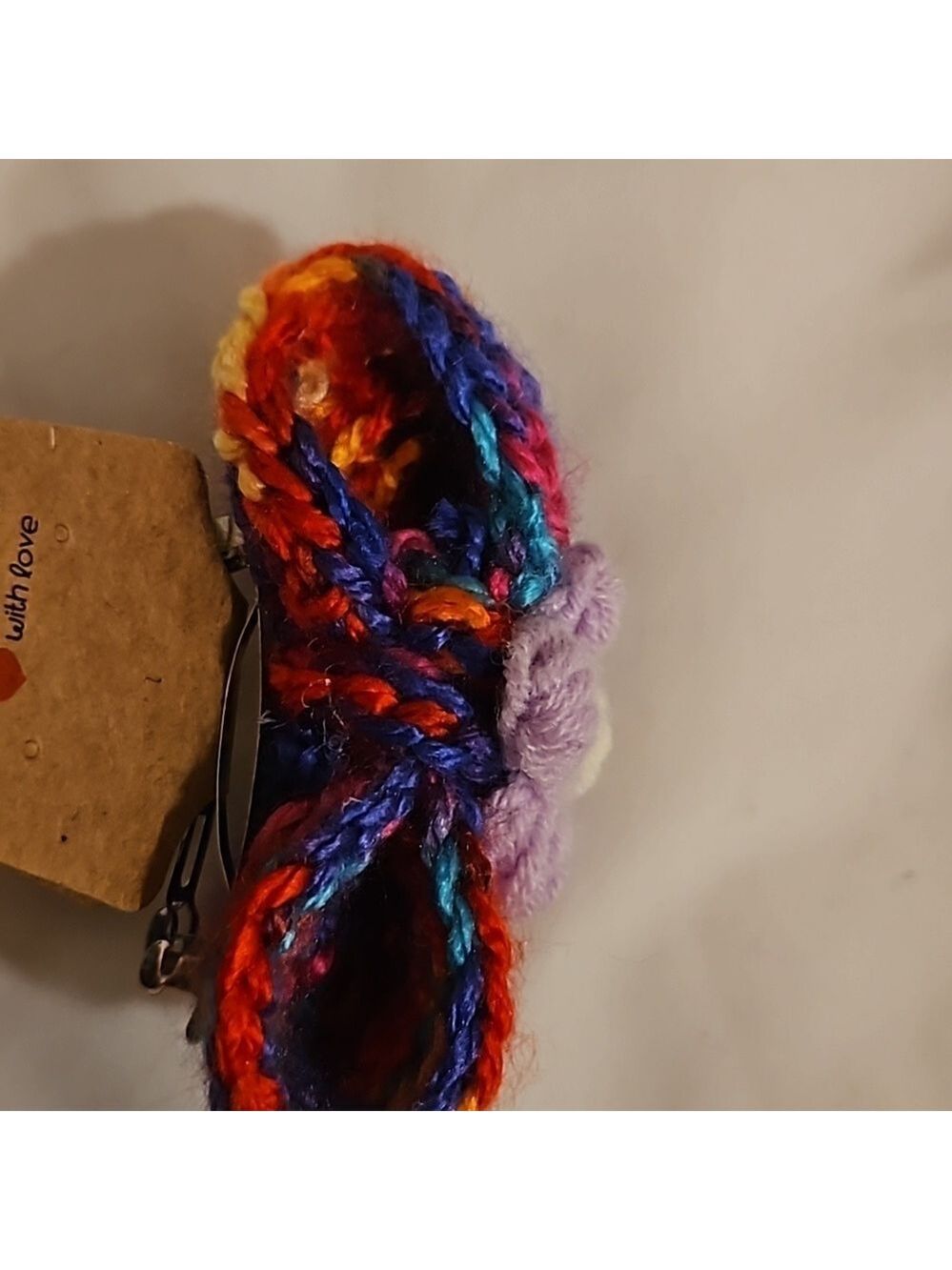 Hand Knit Crochet Flower Barrette Clip Purple - Picture 14 of 17